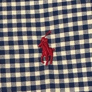 Polo Ralph Lauren Mens Shirt Oxford Summer‎ Gingham Navy Blue Red Pony XL